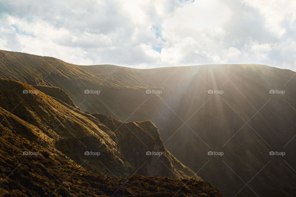 beautiful golden hour in the mountains