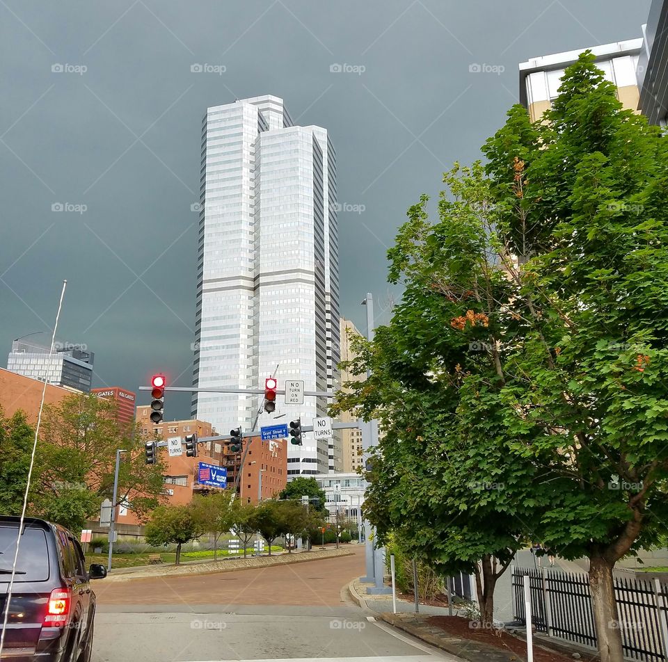 stormy clouds in the city