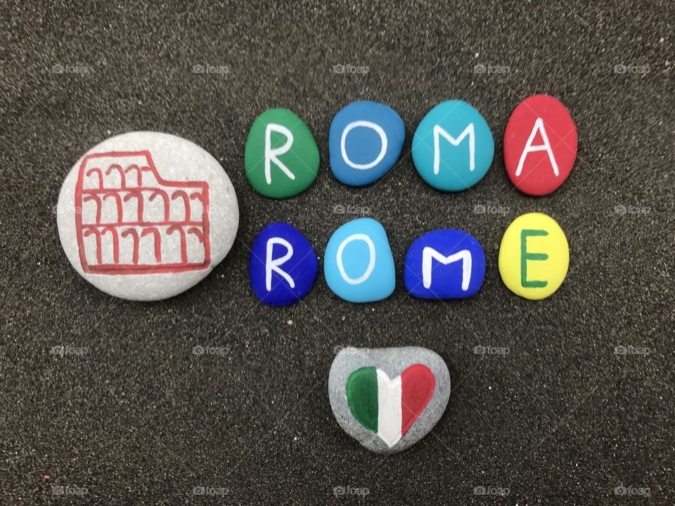 Roma, Rome, the eternal city, souvenir with colored stones 