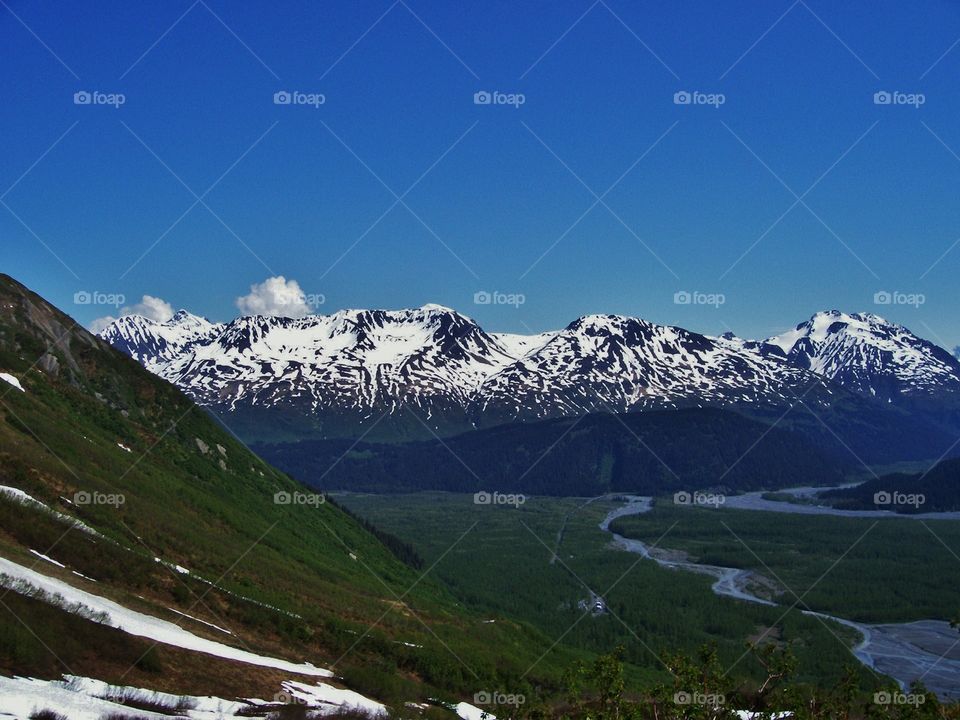 Alaskan snow capped mountains