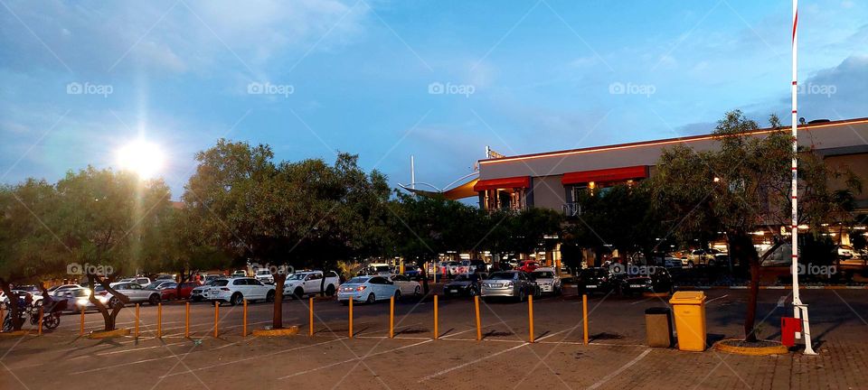 Shopping centre mall on busy night