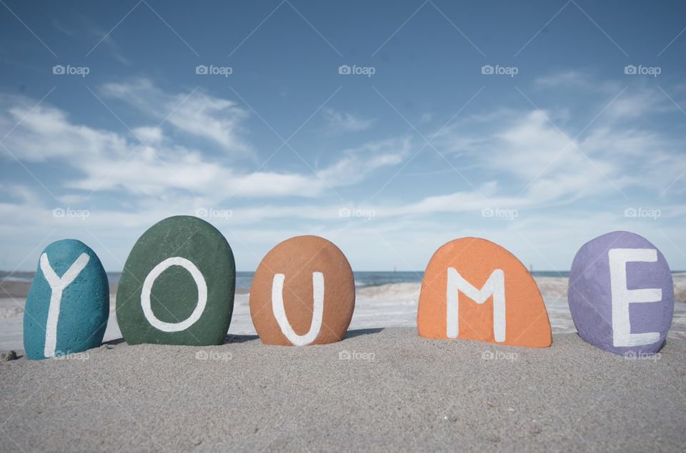 You and me on colourful stones