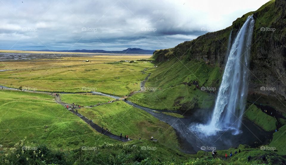 Scenic view of waterfall