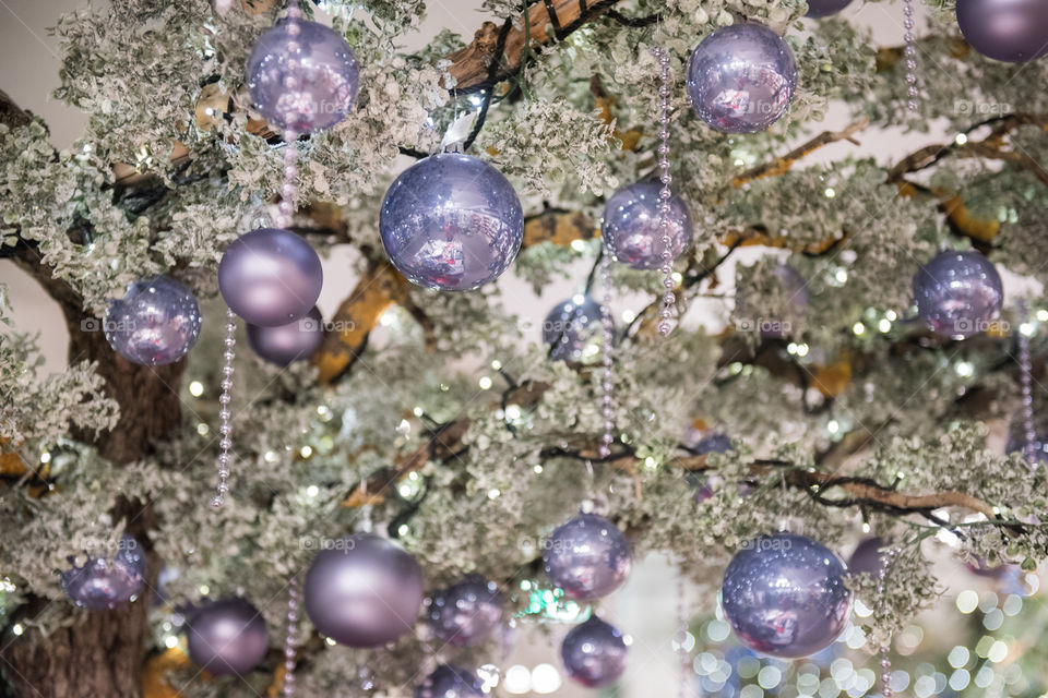 Christmas tree ornaments and decorations on display in a store in Sweden.