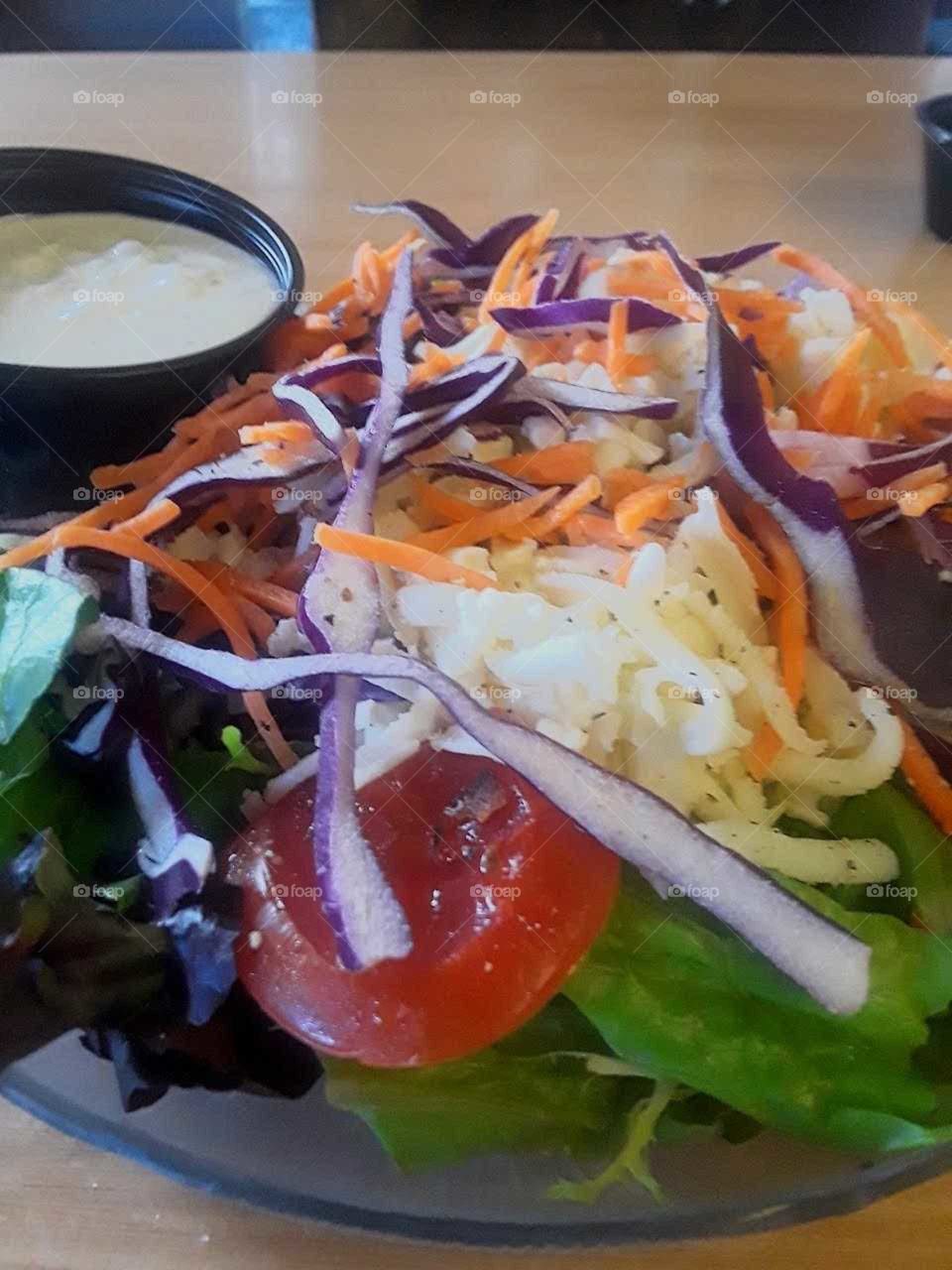 salad with a side of dressing