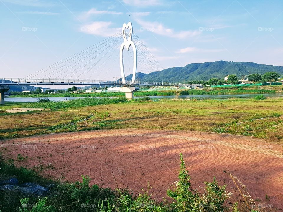 One Of The Long Bridge In South korea.
iTs located In a nice place where there are grass and river below it.