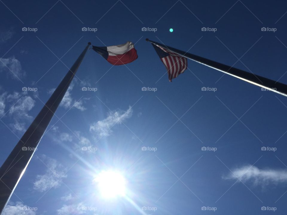 Flags . The Texas and American flags at the LBJ Presidential Library 