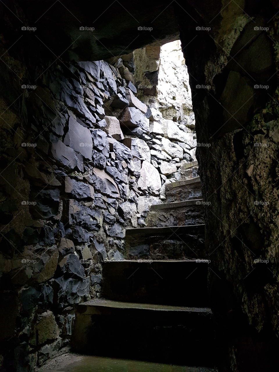 Stairs going up the tower of Dunluce Castle