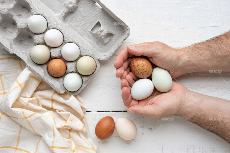 A handful of fresh eggs 