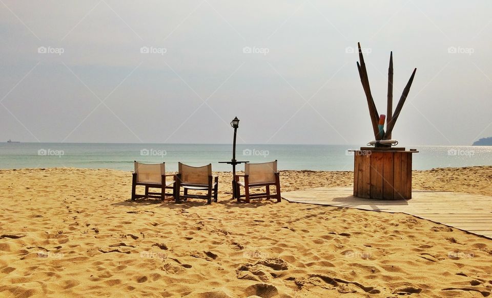 beach relaxing time. coffee