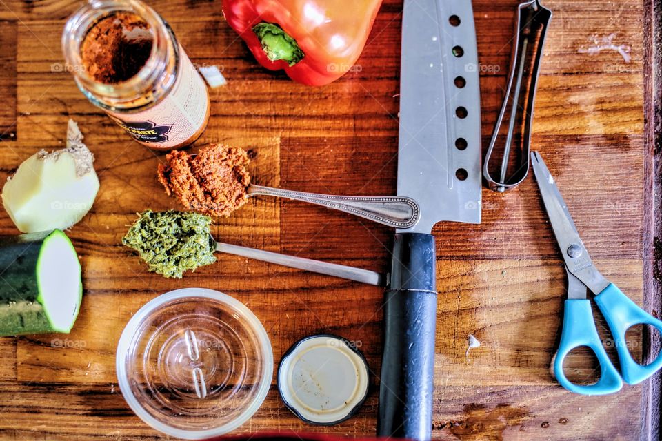 Ingredients on a wooden background 