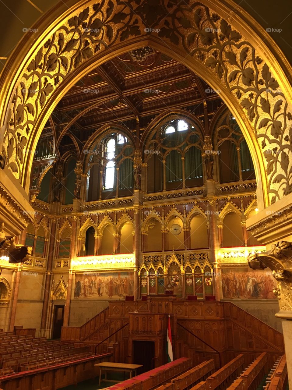 Inside the Hungarian Parliament building in the assembly hall of the House of Mangates