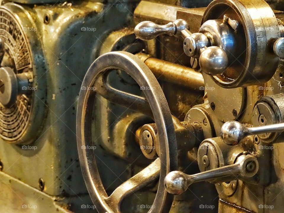 Steel Lathe. Metal Lathe In An Industrial Workshop
