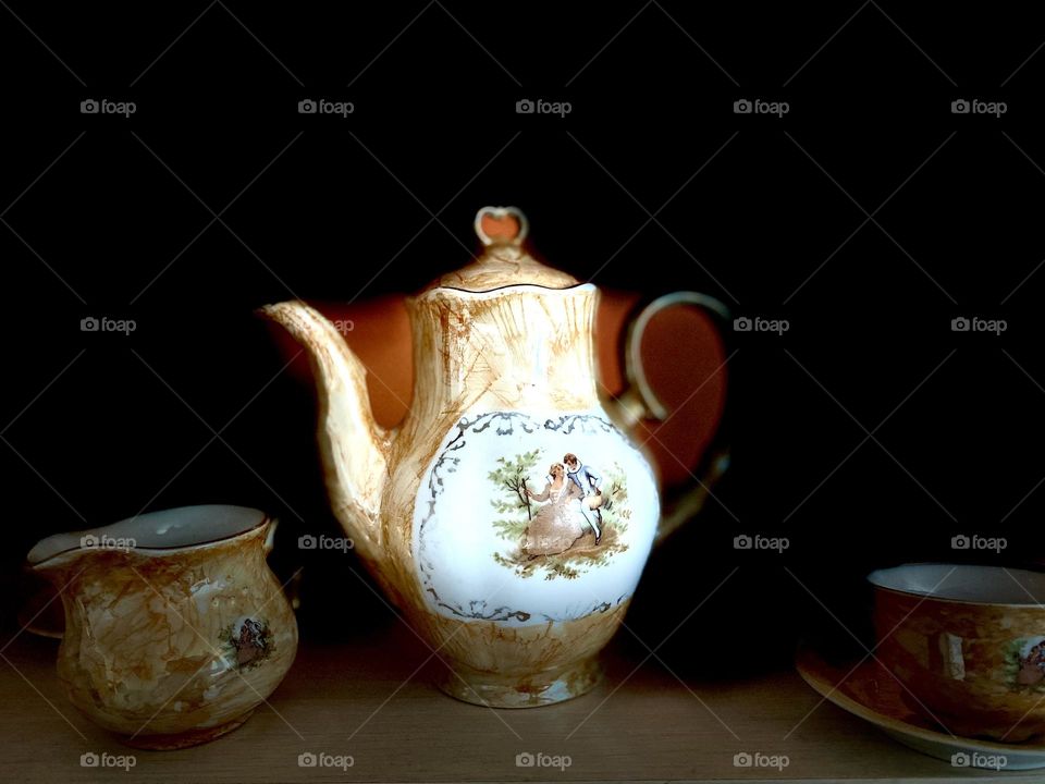 Orange porcelain teapot 