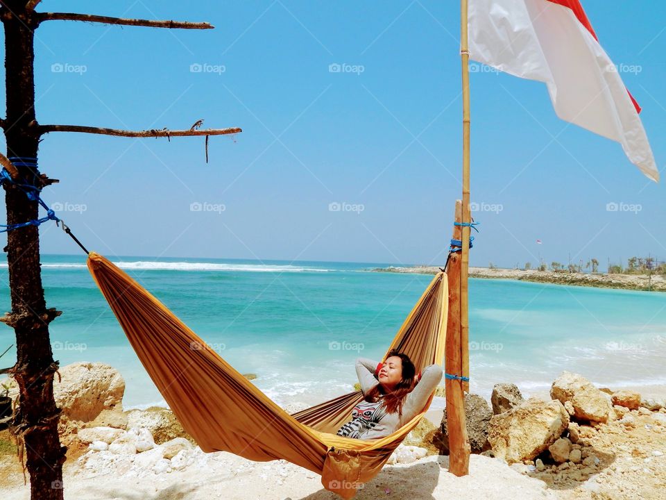 Enjoy Nap at Melasti Beach in Bali.
