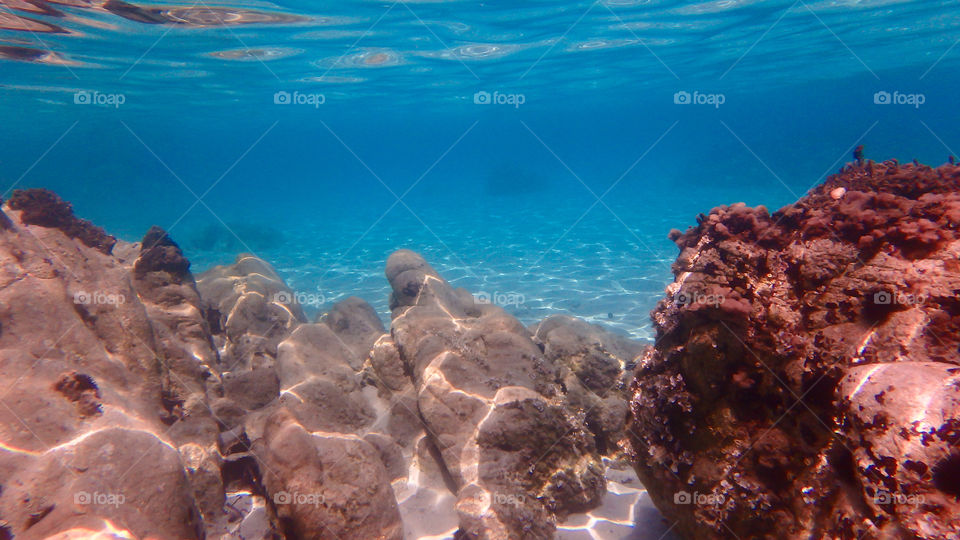 Rock formation in sea