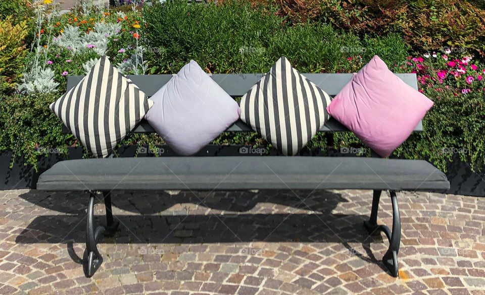 Rectangle bench and square pillows 