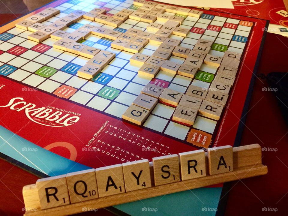 Playing scrabble 