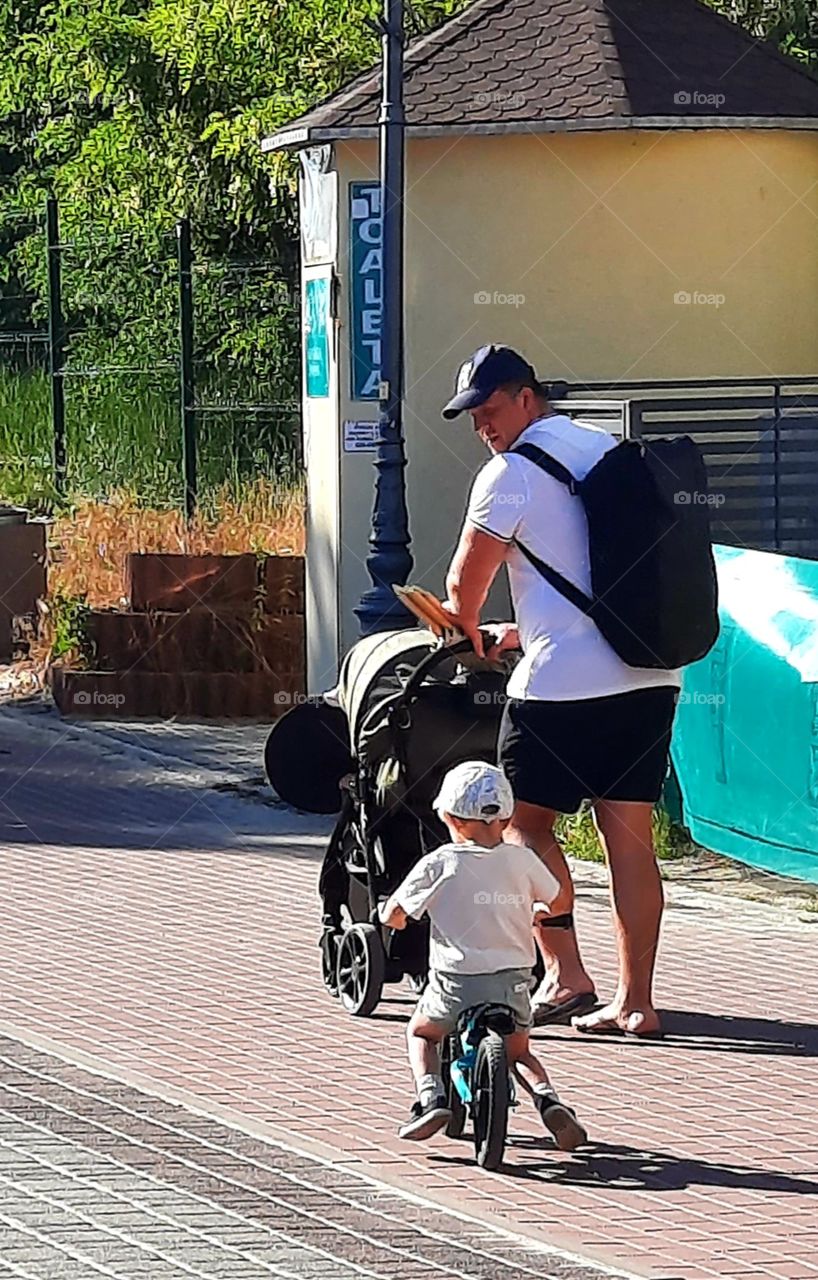 family on a promenade