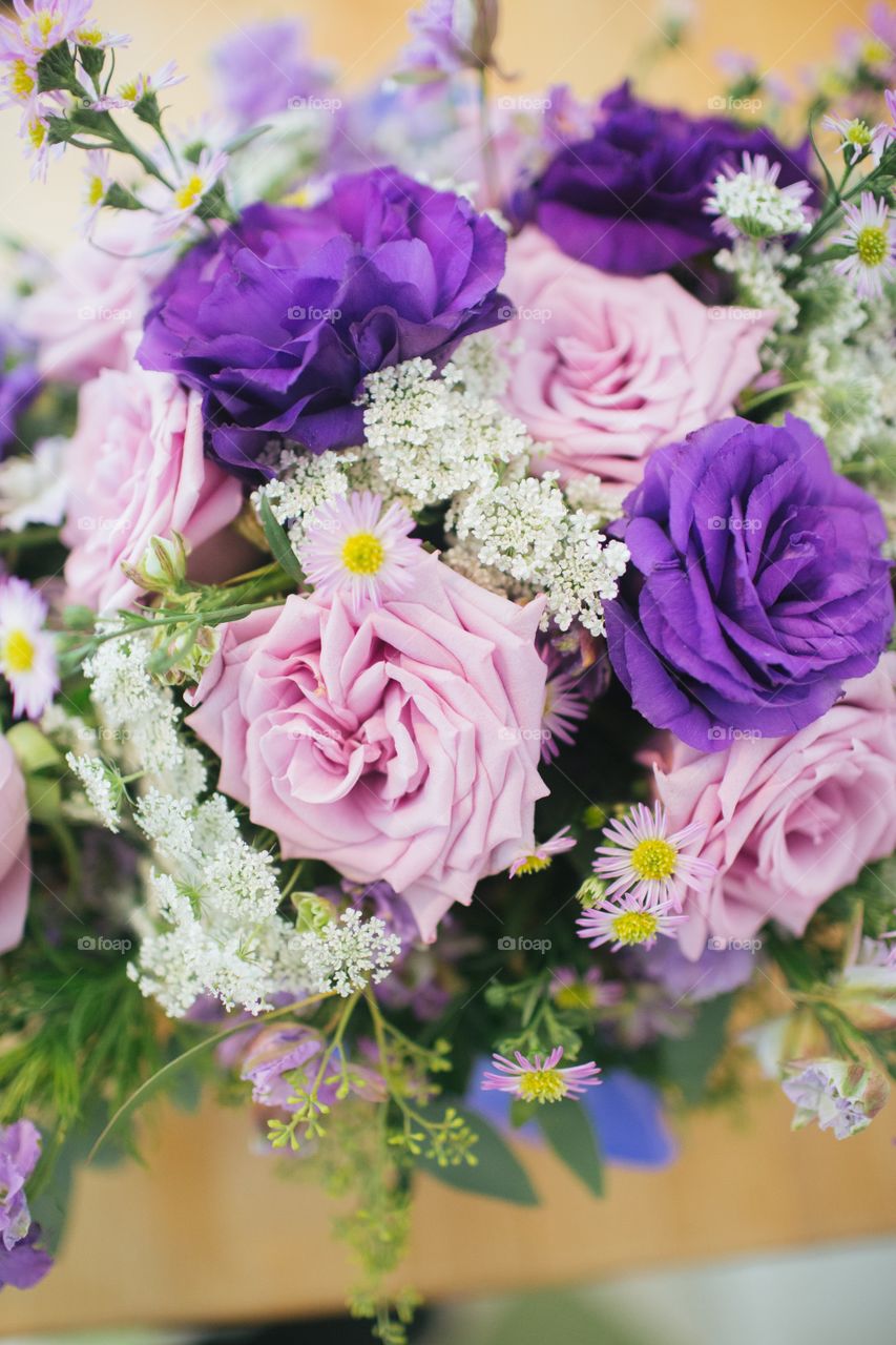 Purple and pink wedding flowers