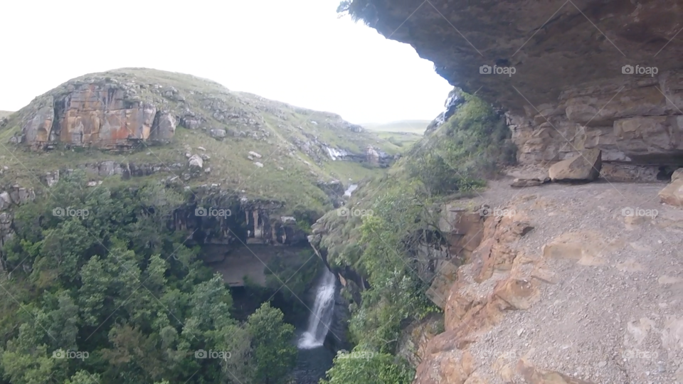 Cave waterfall in South Africa. 