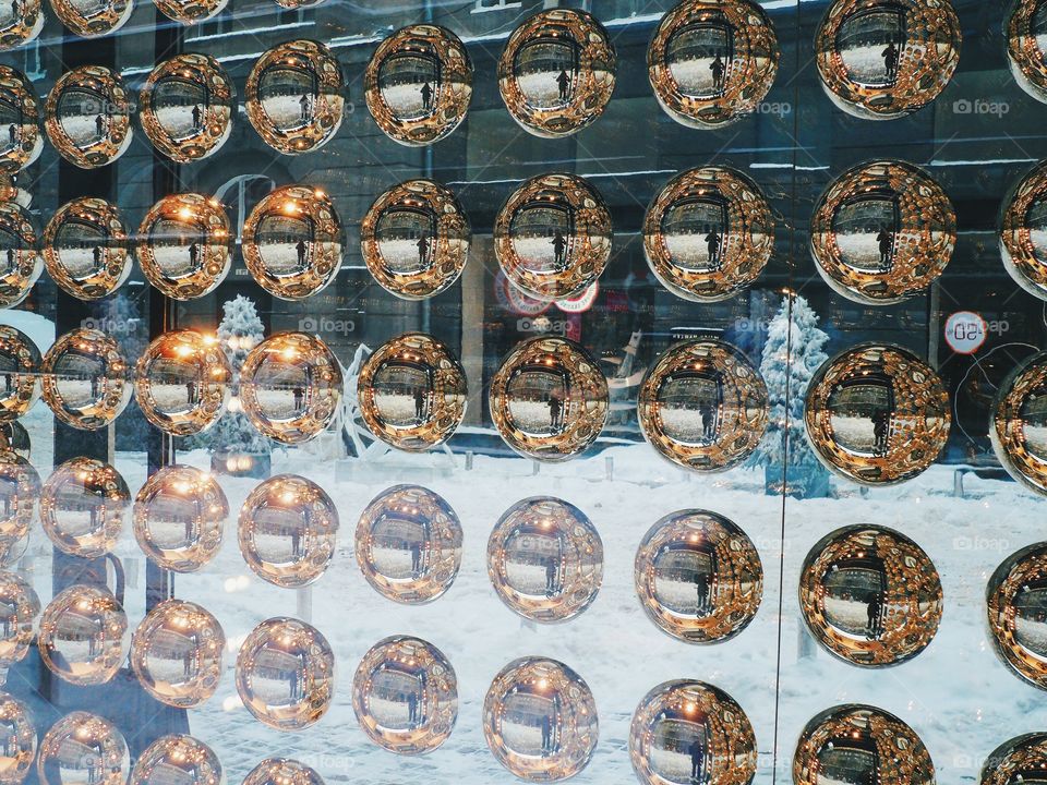 magic shiny balls in a shop window, Kiev