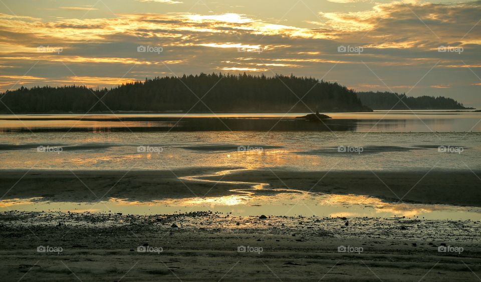 sunrise over a beach in Port Hardy, British Columbia