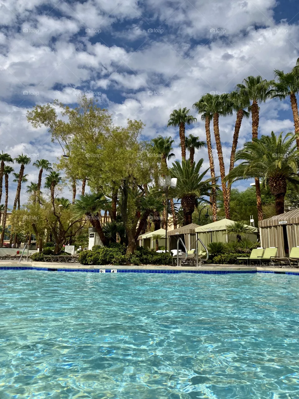 Hanging out by a pool in the Mandalay Bay hotel