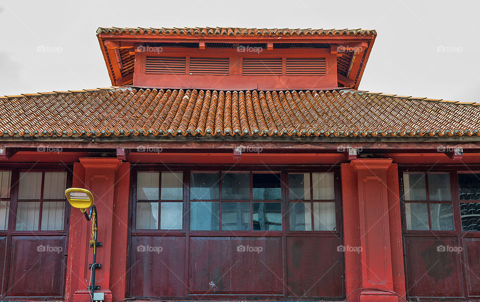 High angle view of closed window