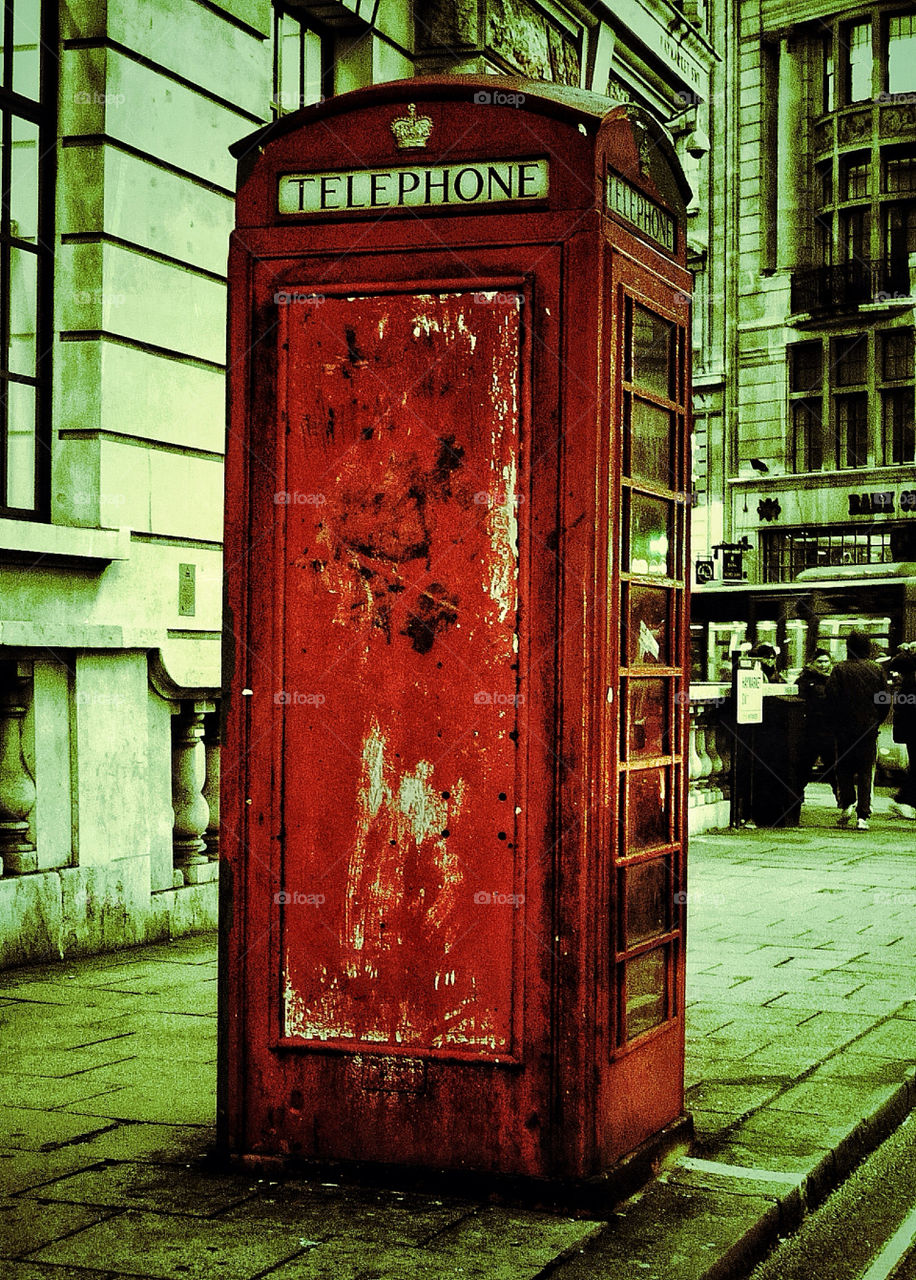 red classic original telephone booth by trist9