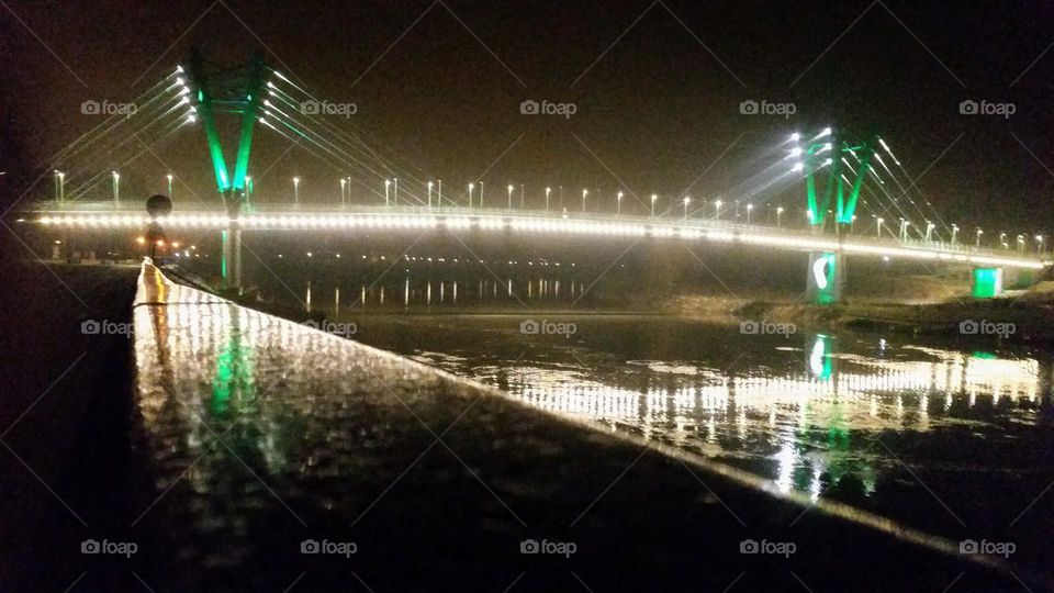 Traian Bridge, night view, Romania