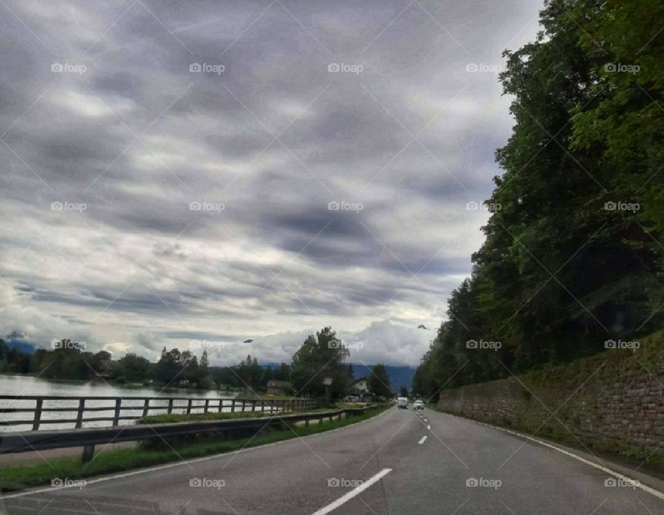 Admiring the sky from the road