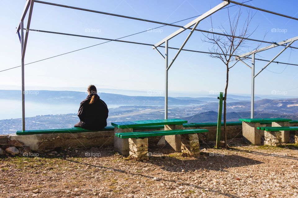 Mountain cabin yard with panoramic view on the Dalmatian Islands and coast