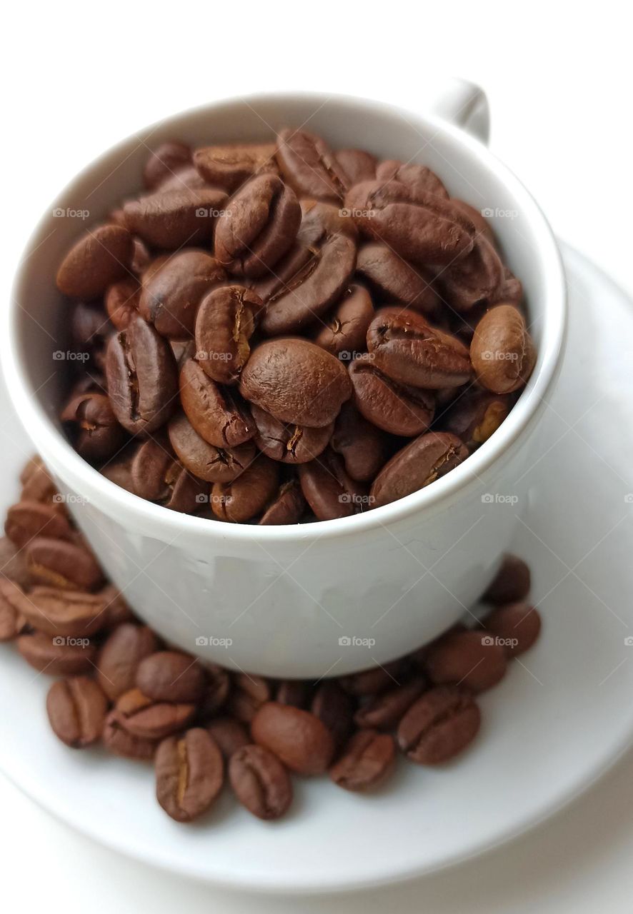 love coffee 🤎 cup of coffee top view white background