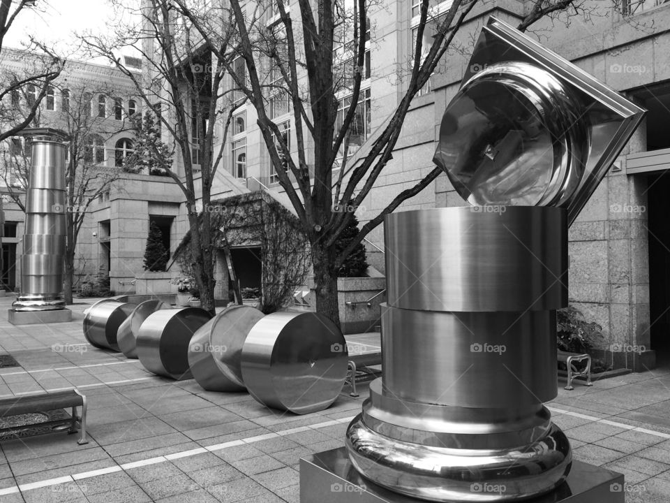 Metal Sculptures in Black and White 