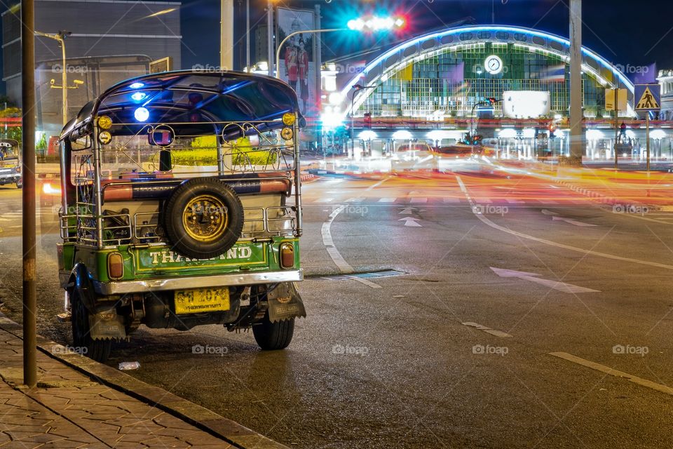 Tuk Tuk in front central train station in Bangkok Thailand