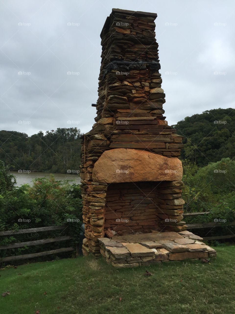 Old chimney by a river