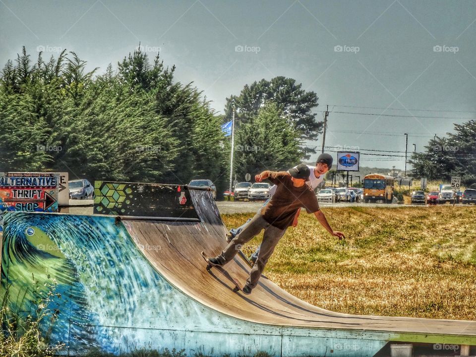 Skateboarding On A Homemade Ramp In The City