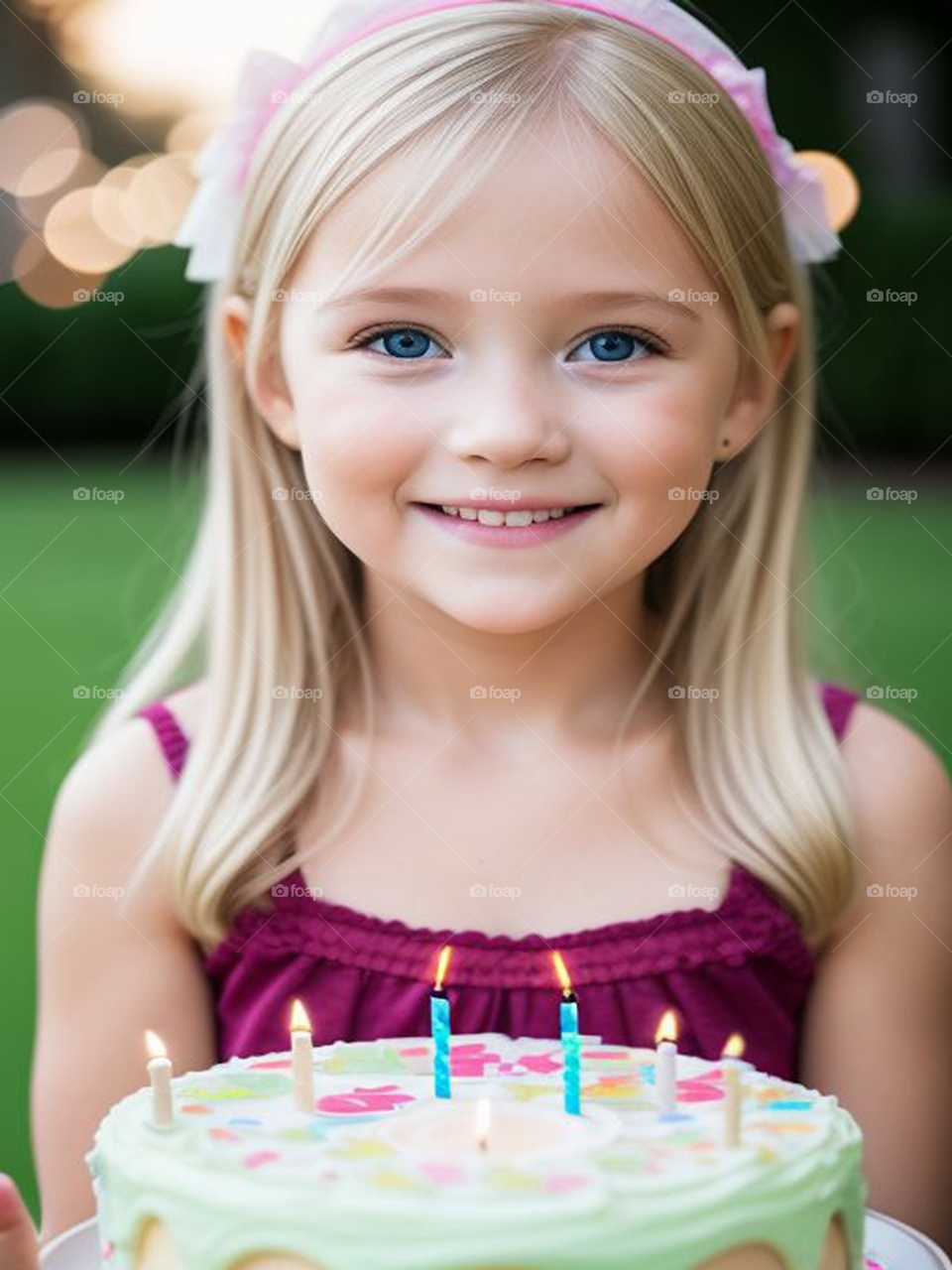 Beautiful blonde girl celebrating her birthday
