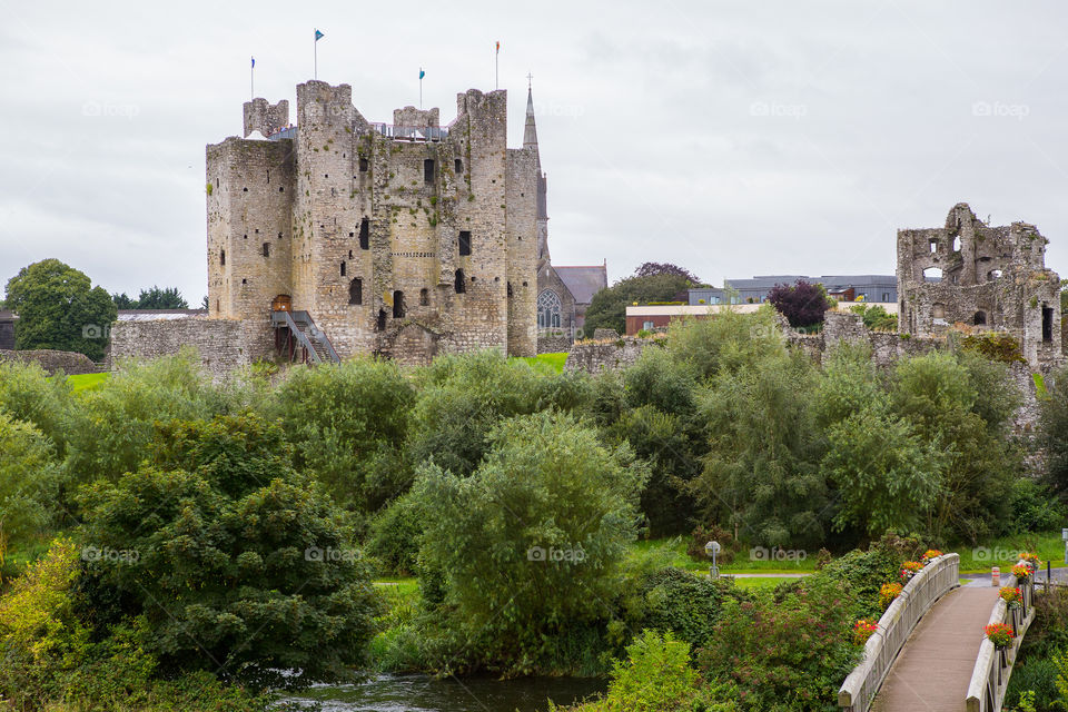 Trim Castle on the River Boyne in County Meath, Ireland. It is the largest Norman castle in Ireland.