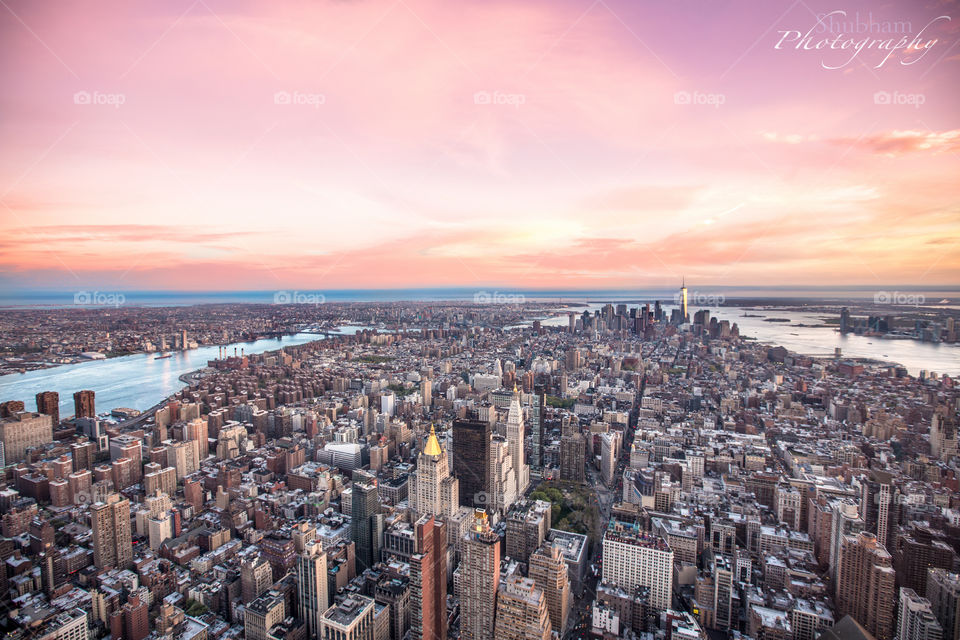 New York City upfront view. Shot from Empire State Building 