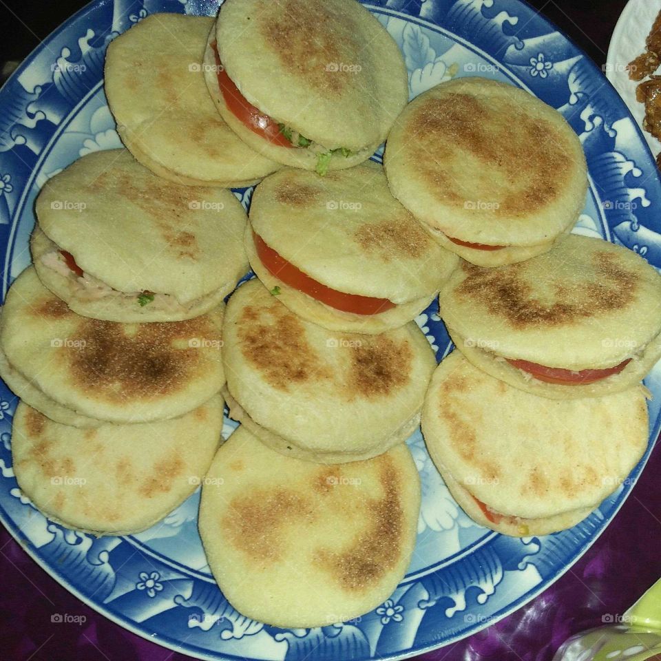 Moroccan bread full of salad.