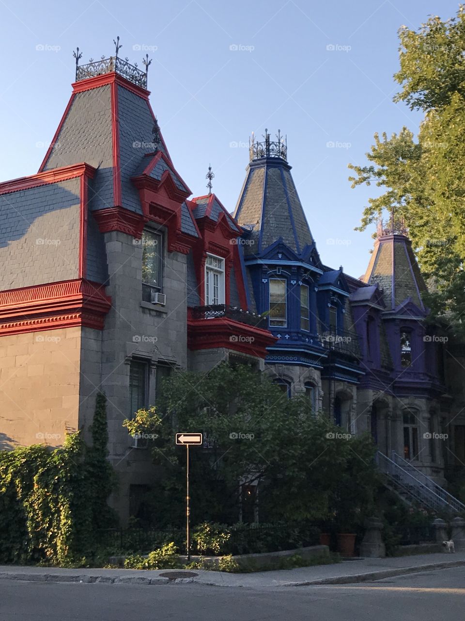 Painted Ladies (Victorian houses) on the Carré St-Louis in the Plateau neighborhood of Montréal, Canada