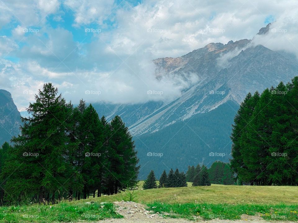 Mountains with a clouds