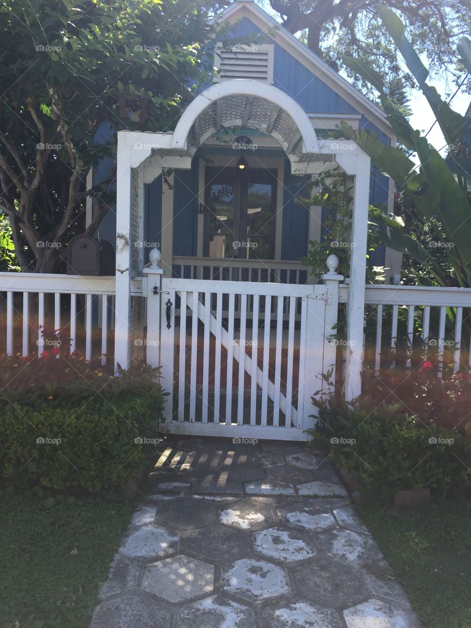 Garden gate at a home in Galveston 