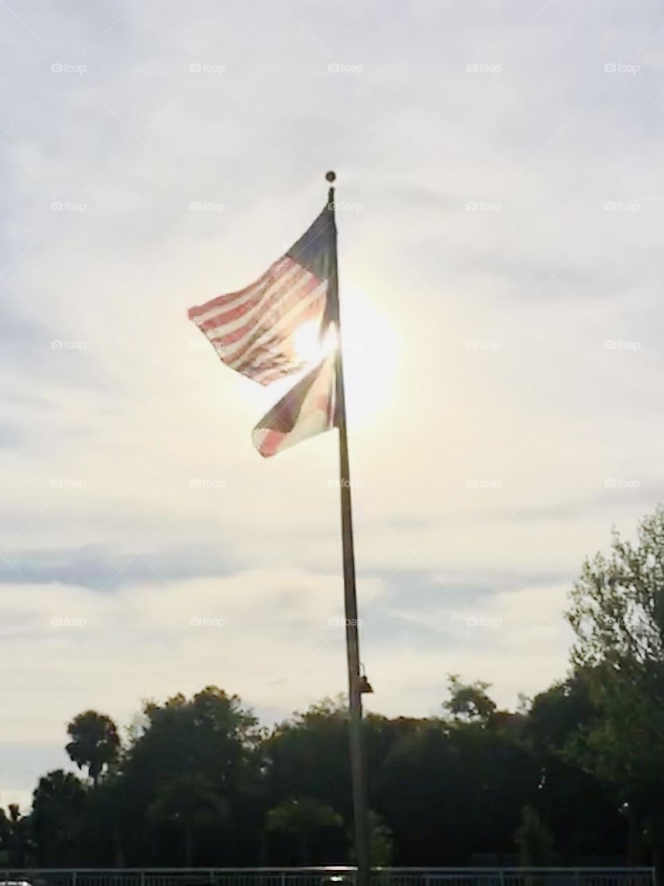 Sunshine shining through the swirls of the American flag 🇺🇸