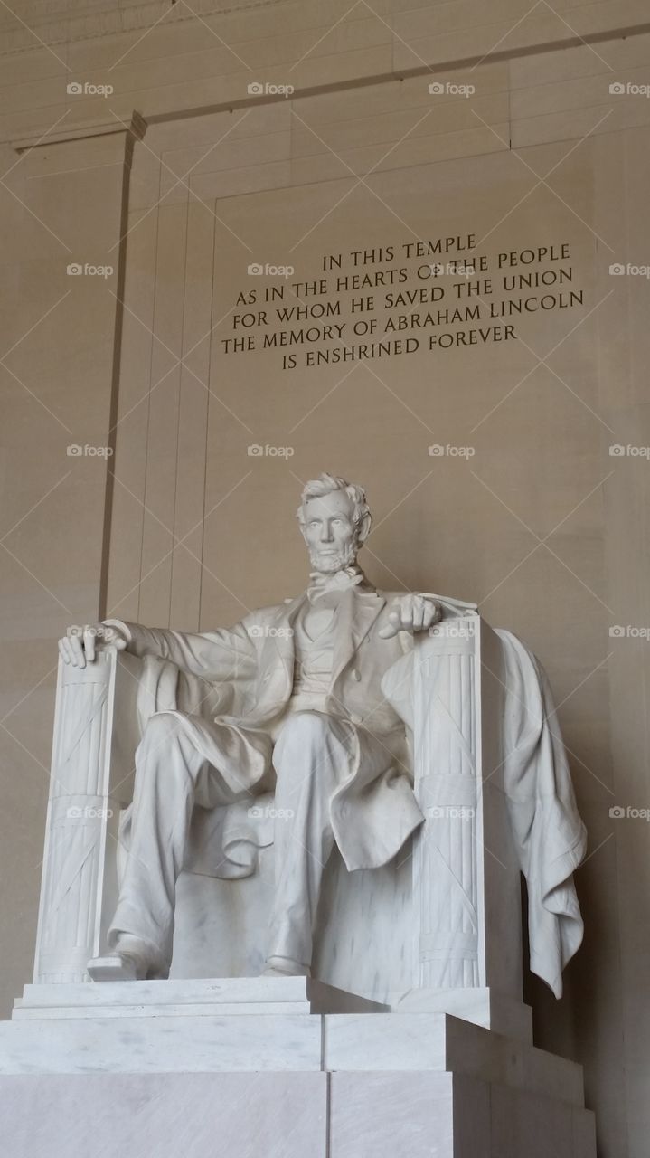 Statuesque. The Lincoln memorial in Washington, DC.