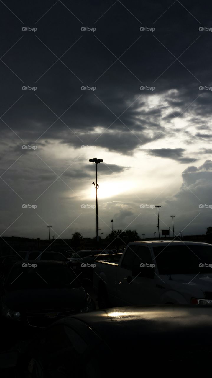 Parking Lot Sunset. After the storm