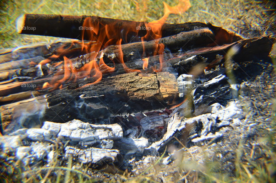 a bonfire in the open air