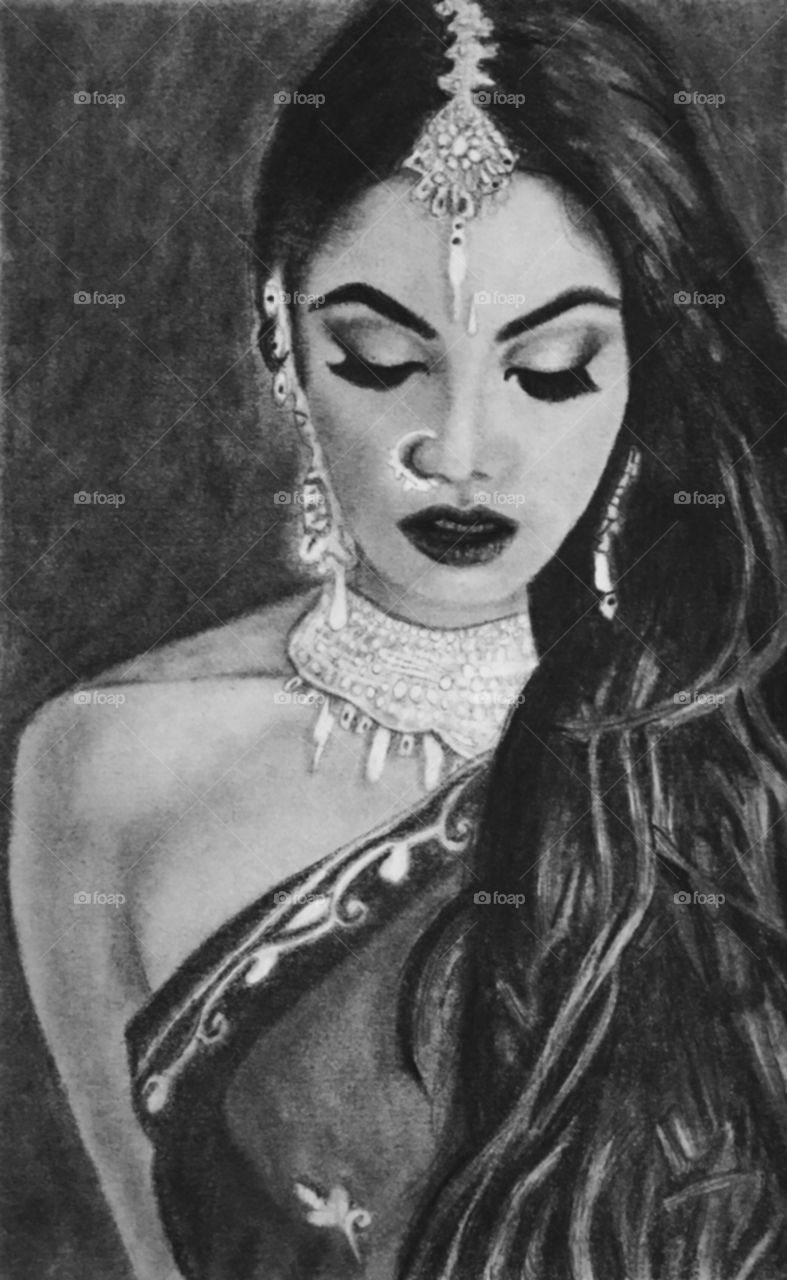 Indian woman drawing 